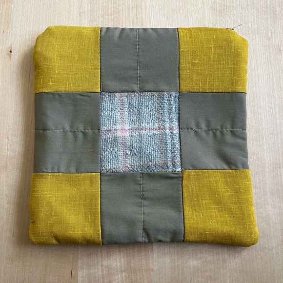 Large Retro Sunny Yellow Patchwork Crafting Essentials Bag Handmade in Toronto - Picture 3 of 4